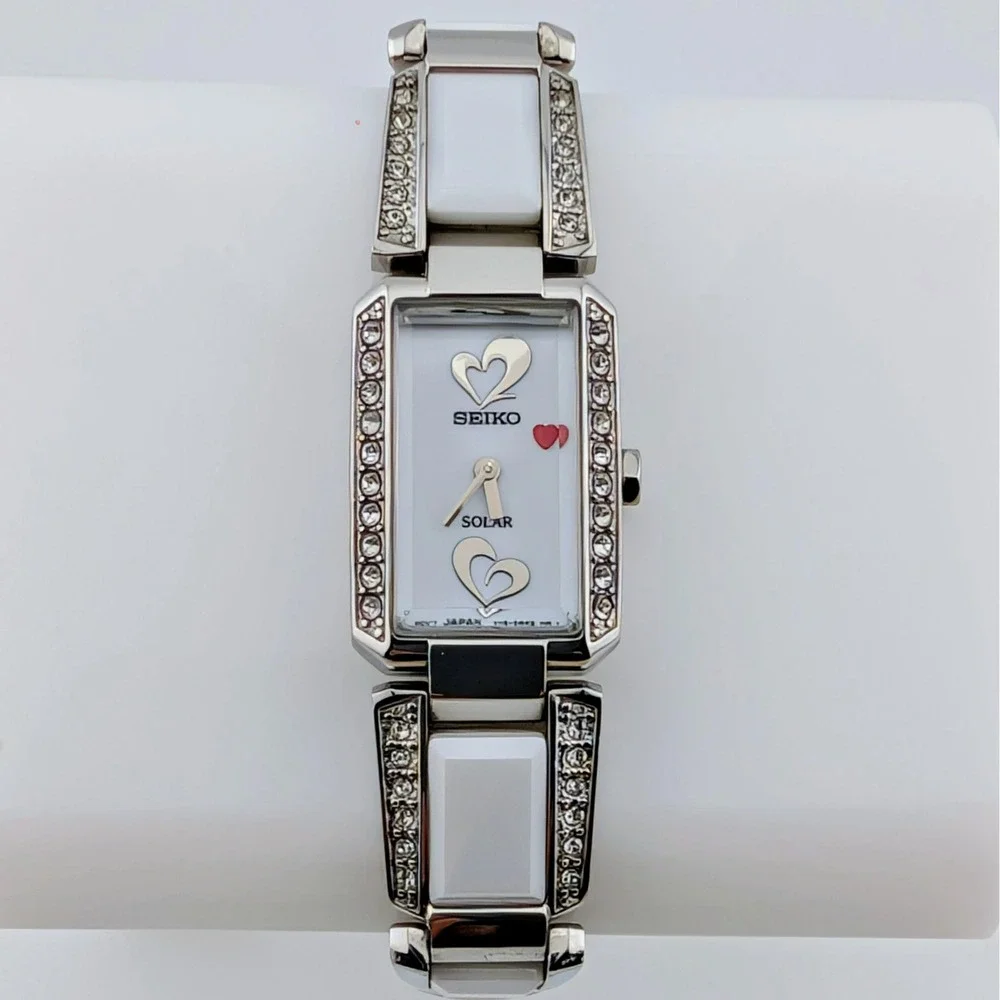 Seiko Solar Tressia White Ceramic Go Red Special Edition Box Papers Links